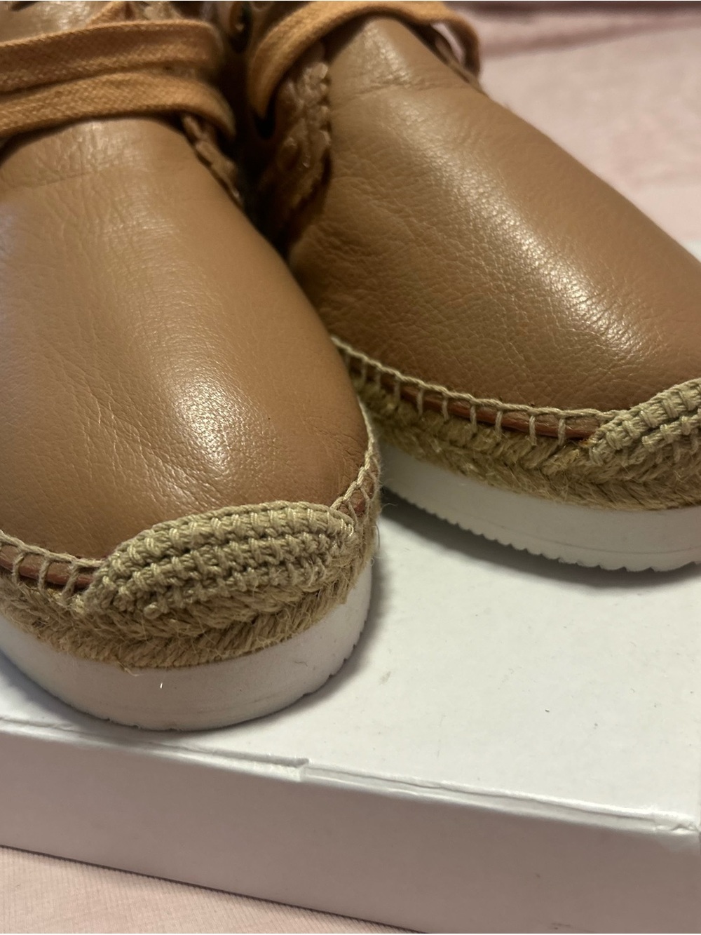 See By Chloe Tan Leather Espadrille Sneaker - Scalloped Trim New in box - Picture 7 of 11